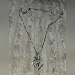 Silvertone initial necklace possible swarvoski sold as is no return